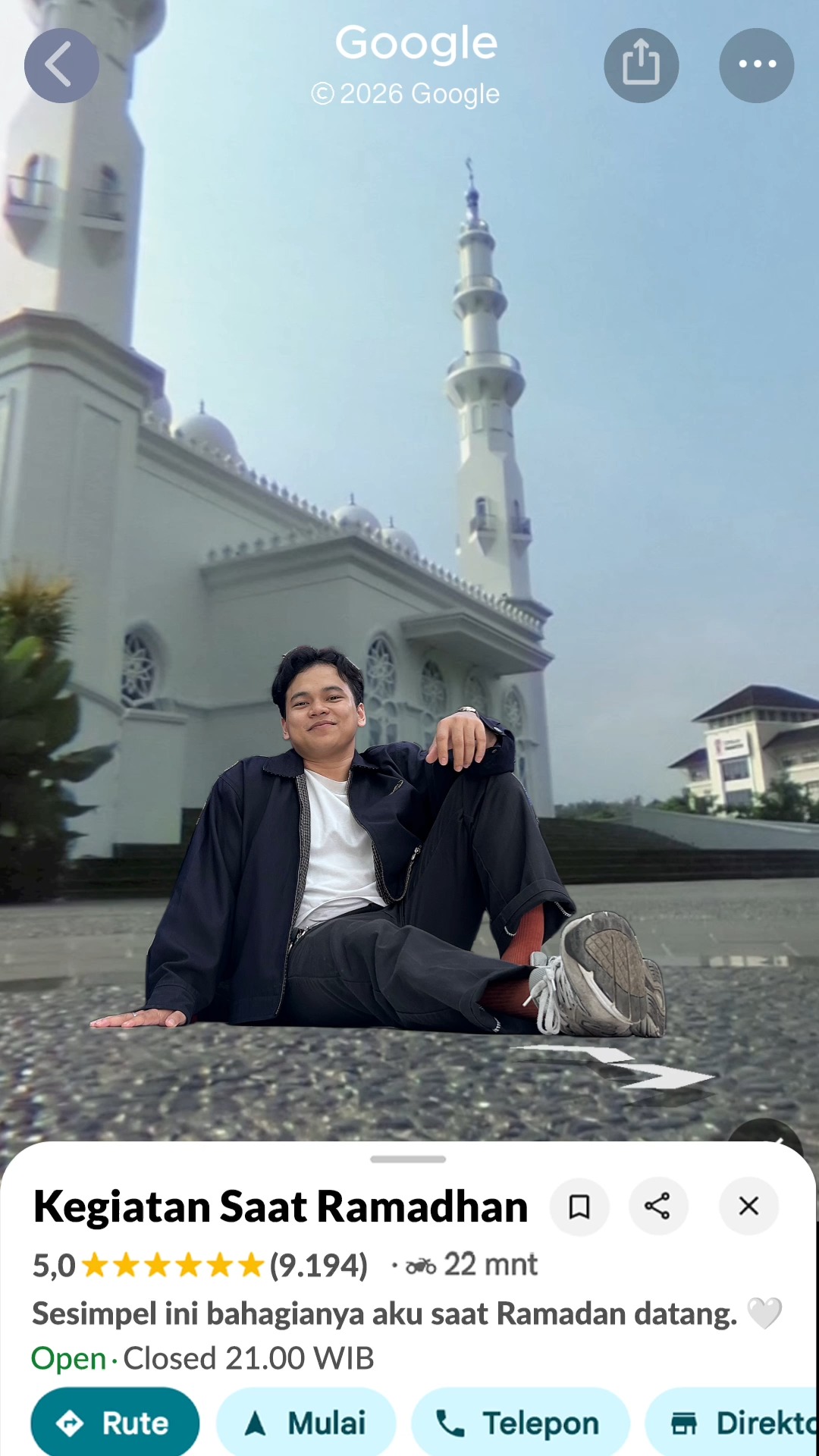 Kalau dicek di Google Maps versi hidupku selama bulan puasa Lokasinya pindah pindah Dari sahur, kerja, ngabub...