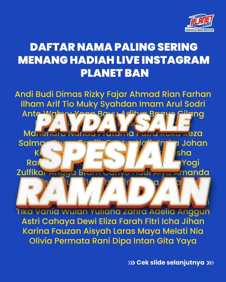 BESSSSSOOOOOK Waktunya ngabuburit dan dapatkan hadiah special dari Live Instagram Payday Sale Special Ramadan Planet Ban ...