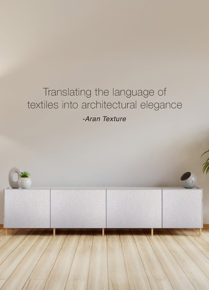 With its weave like texture, Aran brings warmth, depth, and a handcrafted feel to furniture and interior panels