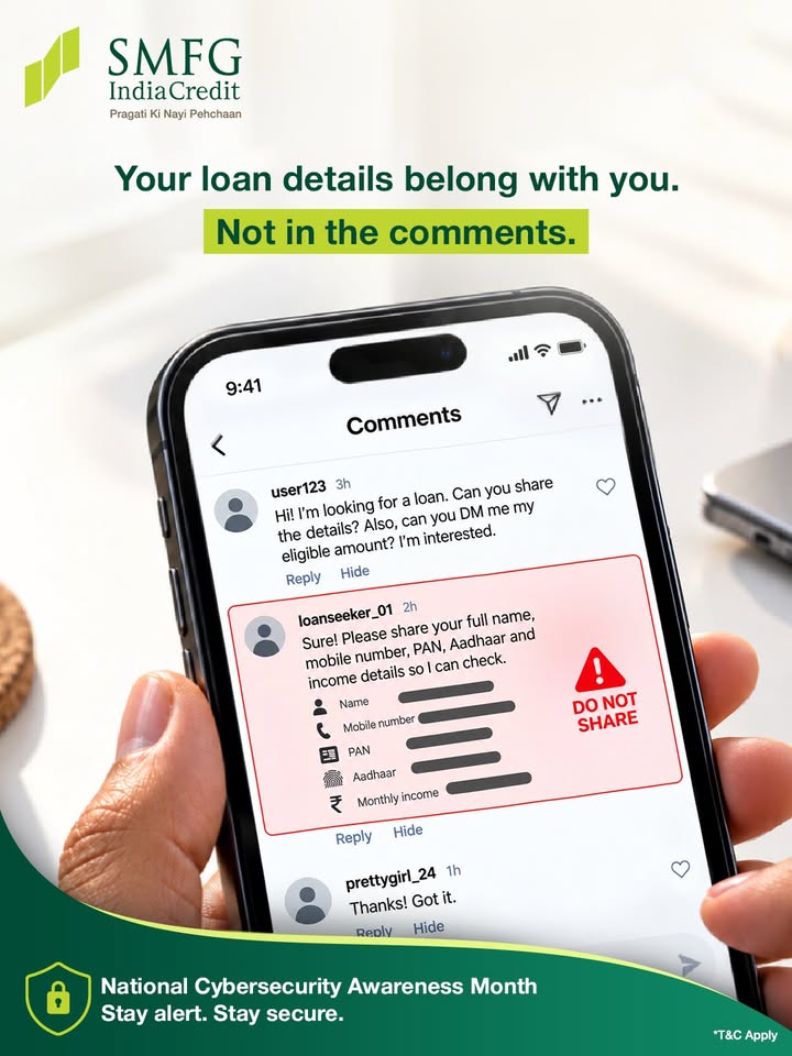 This Cybersecurity Awareness Month, remember a comment or DM may look harmless, but your personal and loan details arent