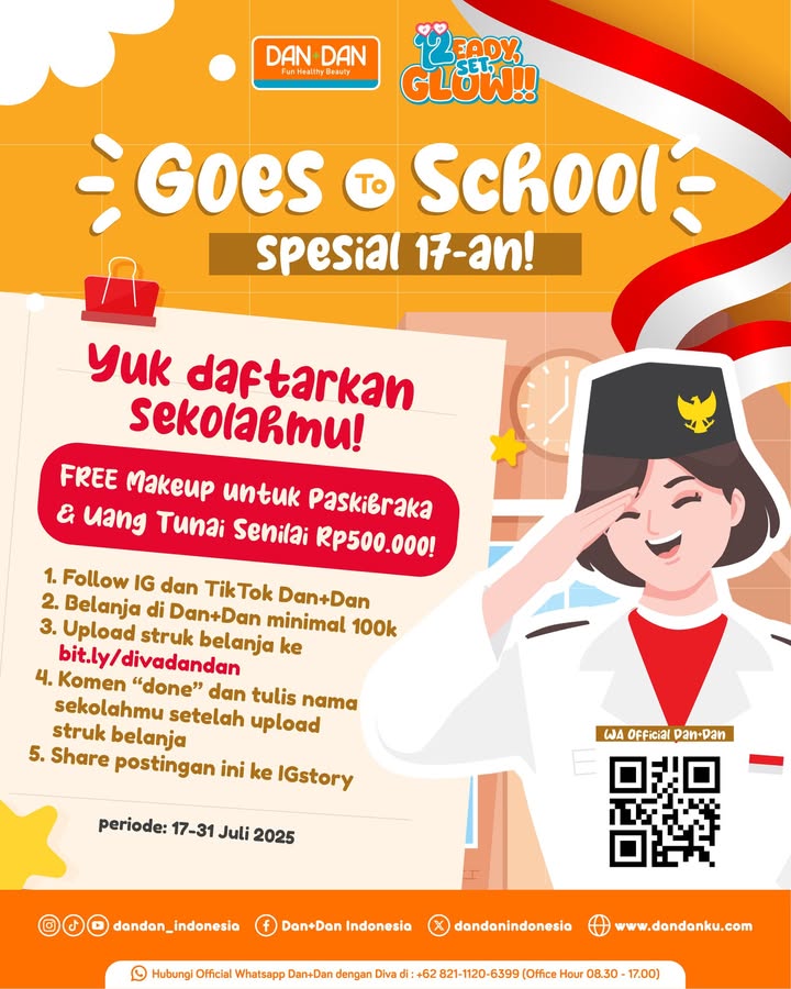 Sebulan lagi kita bakal rayain Hari Kemerdekaan Indonesia yang ke 80 Yuk siap siap daftarin sekolahmu untuk jadi bagian Dan...