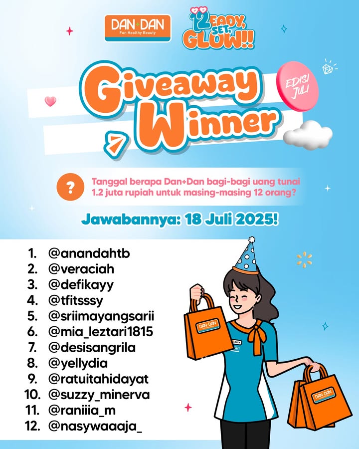 CONGRATULATIONS pemenang Giveaway Dan Dan edisi Road to Anniversary Jangan lupa DM dandan indonesia untuk klaim h...