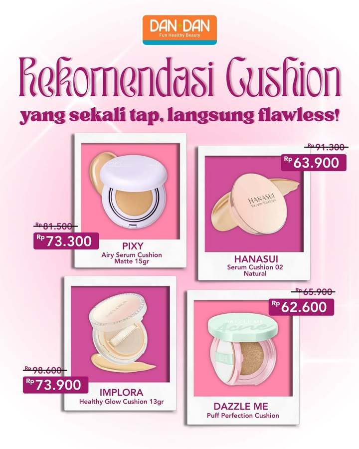  Sekali Tap, Langsung Flawless Cushion favorit kamu semua under 75k Pilih yang paling cocok buat kulitmu P...