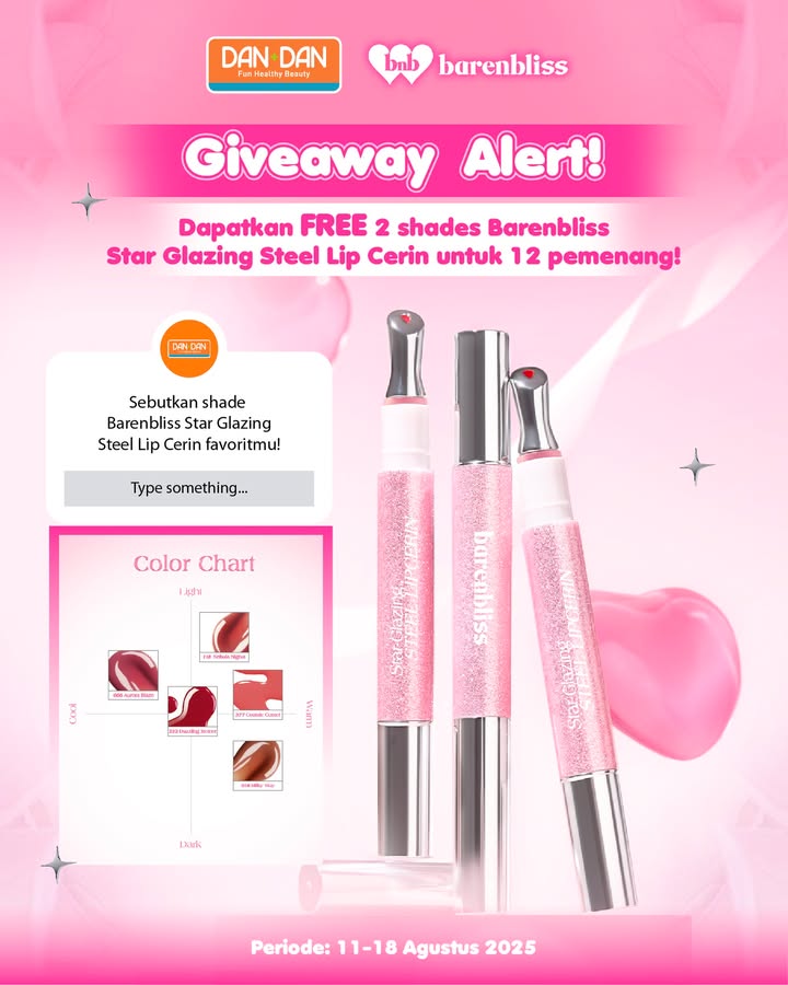 GIVEAWAY ALERT Siapa yang udah penasaran banget mau nyobain barenbliss id Star Glazing Steel Lip Cerin Sini merapat, ...