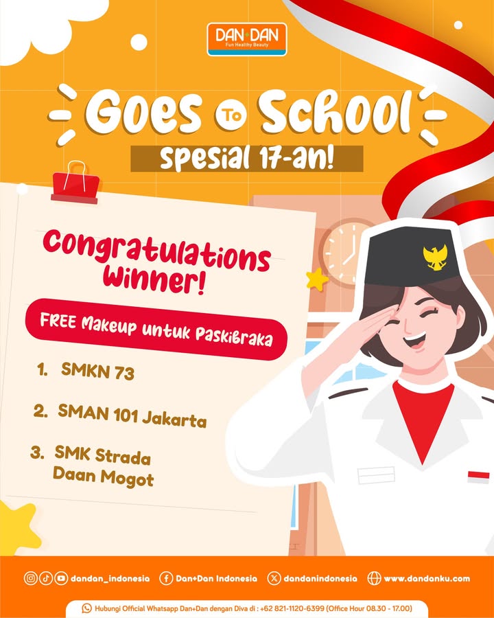 Congratulations buat sekolah sekolah terpilih Siap siap disamperin Dan Dan di 17 Agustus MUA Dan Dan bakal mak...