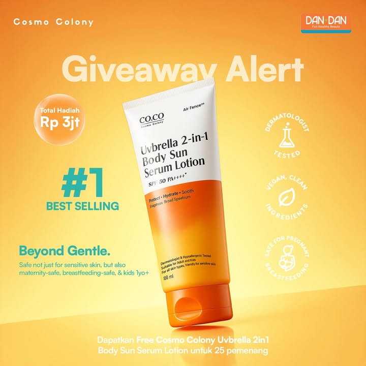 GIVEAWAY ALERT Siapa yang mau nyobain cosmocolonyofficial Uvbrella 2in1 Body Sun Serum Lotion GRATIS Sini merapat, D...