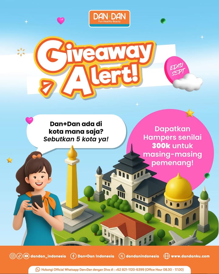 GIVEAWAY ALERT Sambil cek promo promo anniversary bulan ini, yuk ikutan giveaway Hadiahnya hampers produk dari Dan Da...