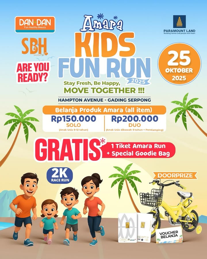 Ajak si kecil seru seruan bareng di amarakids x dandan indonesia Kids Fun Run 2025 Hampton Avenue, Gading Serpong ...