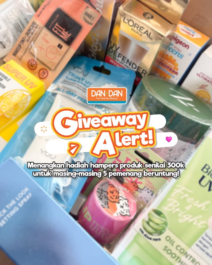 GIVEAWAY ALERT Menangkan hadiah senilai total jutaan rupiah buat 5 pemenang Cara ikutannya 1. Follow dandan indonesia dan like, save and share postingan postingannya 2. Sebutkan 3 produk yang lagi promo di Dan Dan bulan September 3 GIVEAWAY ALERT Menangkan hadiah senilai total jutaan rupiah buat 5 pemenang Cara ikutannya 1