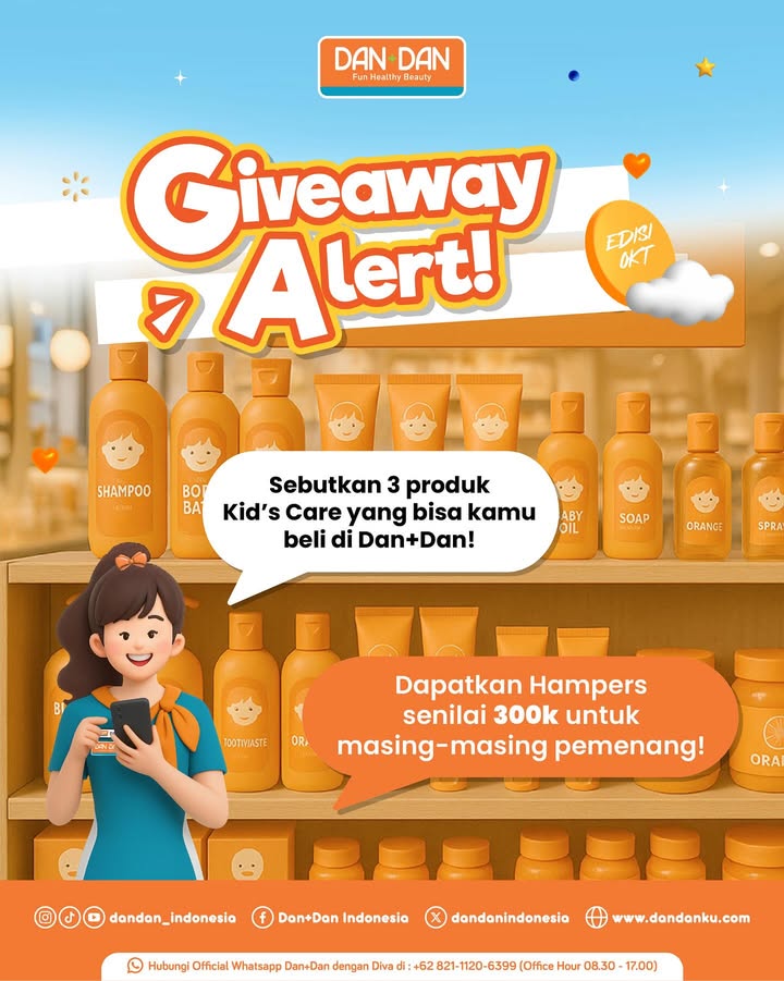 GIVEAWAY ALERT Sambil cek promo promo bulan ini, yuk ikutan giveaway Hadiahnya hampers produk dari Dan Dan senilai total jutaan rupiah buat 5 pemenang beruntung Cara ikutannya 1. Follow dandan indonesia dan like postingan postingannya 2 GIVEAWAY ALERT Sambil cek promo promo bulan ini, yuk ikutan giveaway Hadiahnya hampers produk dari Dan Dan senilai to...