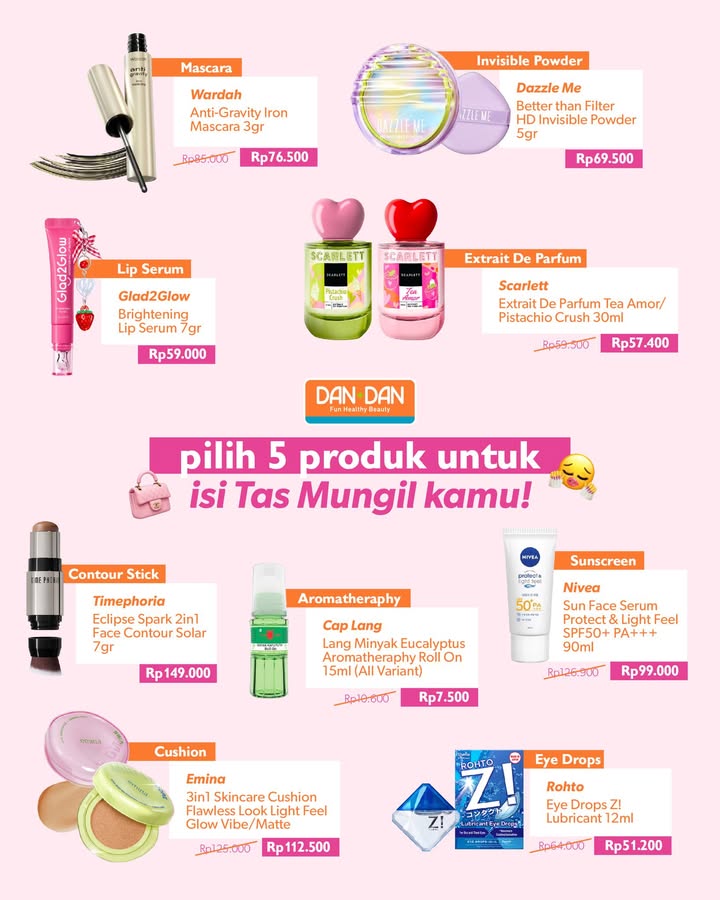 Yuk pilih 5 produk yang bakal kamu bawa di tas mungielmu buat kamu yang beruntung, mimin bakal kasih salah satu produk ...