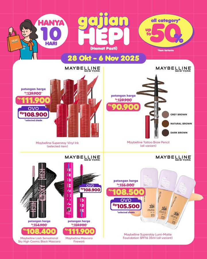 Hai yang udah gajian Sini mampir ke Dan Dan, ada promo Gajian Hepi sampai 50 Mau skincare, makeup, sampai perawat...