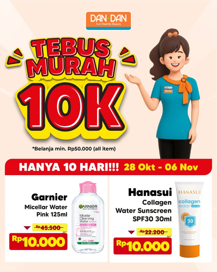 Kapan lagi tebus murah micellar water garnierindonesia dan sunscreen ha officialhanasui cuma 10k Yesssss cum...