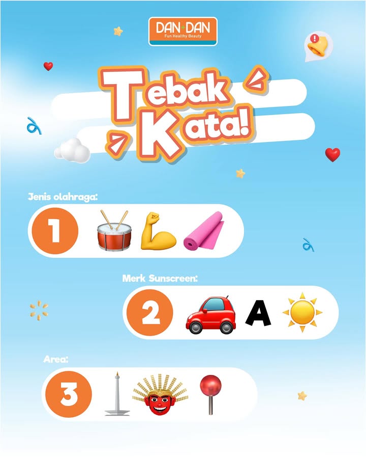 Tebak kataaa yuk Kalau udah bisa jawab, jangan lupa swipe left, masih ada slot buat kamu yang mau ikutan AyokeDanDan Dan...