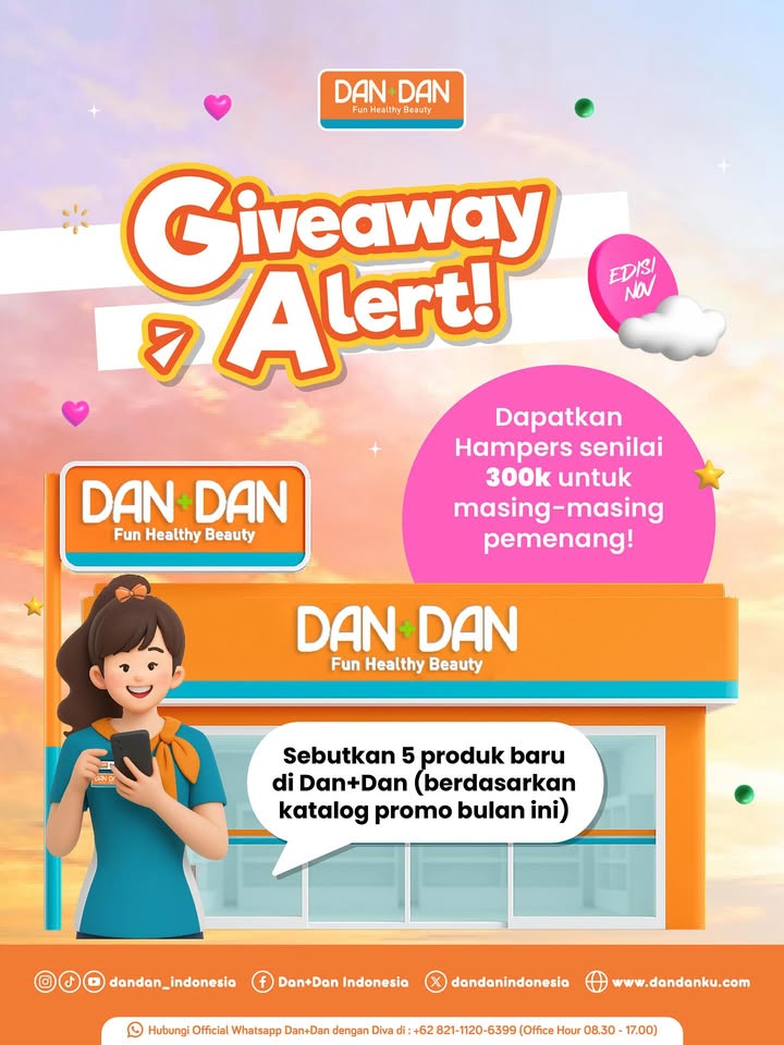 GIVEAWAY ALERT Sambil cek promo promo bulan ini, yuk ikutan giveaway Hadiahnya hampers produk dari Dan Dan senilai to...