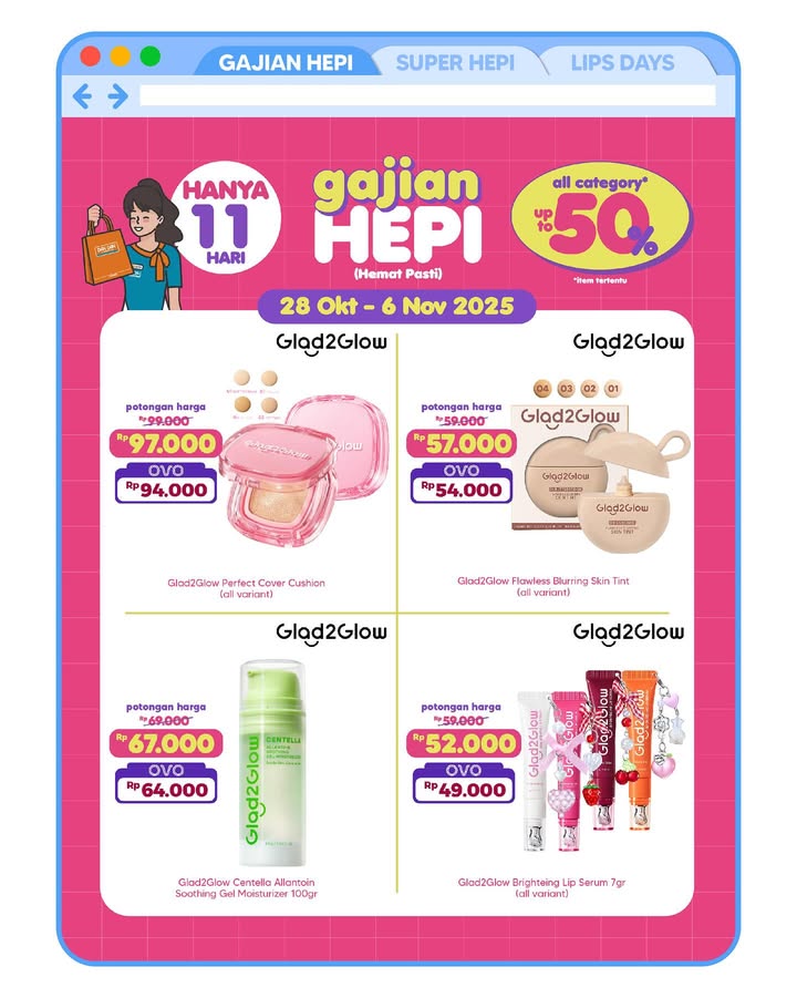 LAST DAY Sini mampir ke Dan Dan, ada promo Gajian Hepi, Lips Days, Super Hepi sampai 50 Mau skincare, makeup, sa...