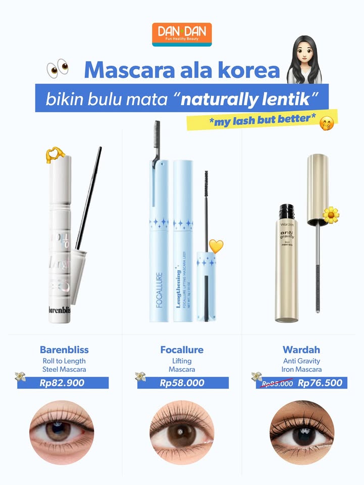 Mau bulu mata lentik tapi gak too much ala idol kpop Bisaaaa Nih cobain mascara mascara di atas, dijamin bulu mata misah m...