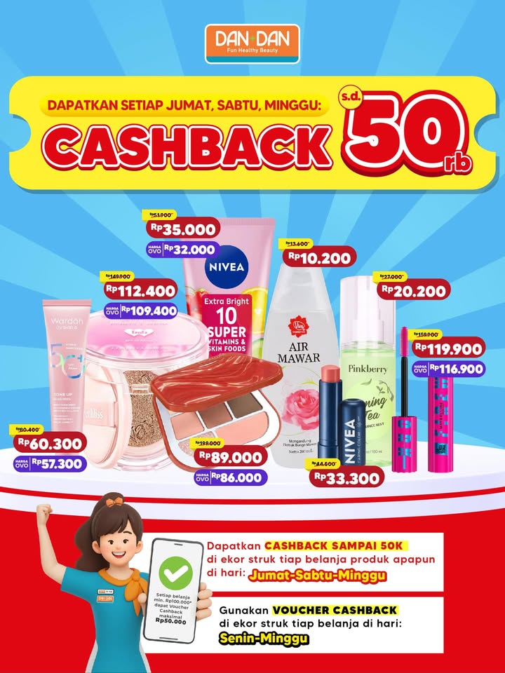 Belanja apapun bisa dapet voucher CASHBACK sampai 50ribu tiap Jumat Sabtu Minggu Dan kamu bisa claim vouchernya dari Senin...