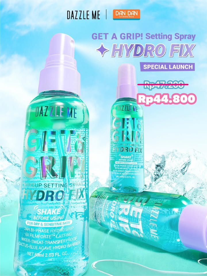 Dazzle Me GAG Makeup Setting Spray Hydro Fix, your new ride or die buat look yang STAY SLAY all day Waterproof...