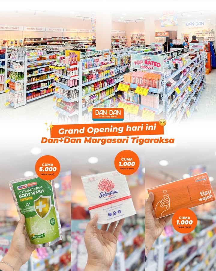 Yuk belanja di Grand Opening Dan Dan hari ini Warga sekitar Margasari Tigaraksa mari merapat, banyak hadiah langsung dan ...