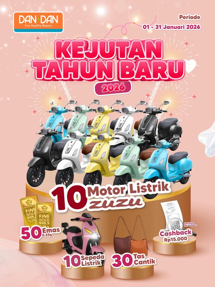 Yang kemarin nebak, ada yang bener nggak Yes Ada hadiah tambahan kejutan tahun baru berupa 10 Motor Listrik Zuzu ...