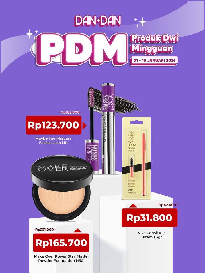 Waktunya stok beauty essentials favorit dengan harga lebih hemat di promo PDM Dan Dan Highlight minggu ini Maybelline...