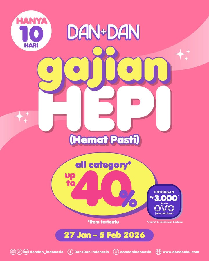 Gajian Hepi spesial awal tahun, diskon hingga 50 untuk produk makeup skincare bodycare favoritmu Cek promo selengka...