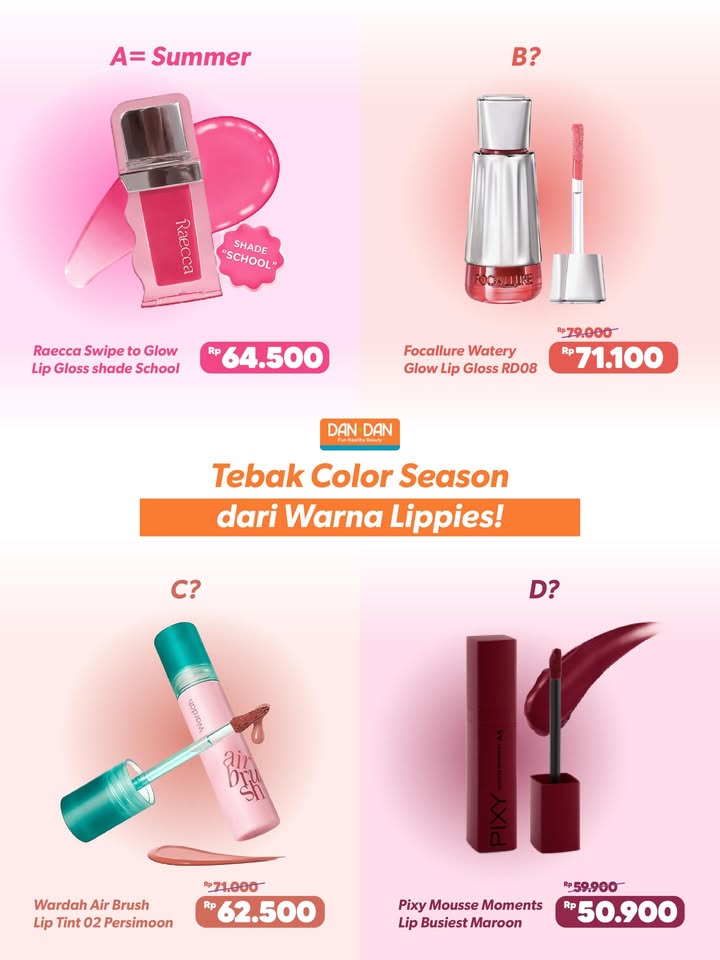  Giveaway Alert Tebak color season dari warna lippies yuk 5 orang terpilih bakal mimin kasih lippies sesuai request Janga...