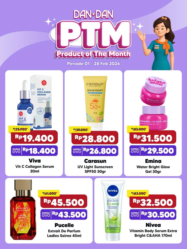 Product of the monthnya kak Promo sampai 45 untuk produk produk pilihan, berlaku di seluruh gerai Dan Dan Gra...