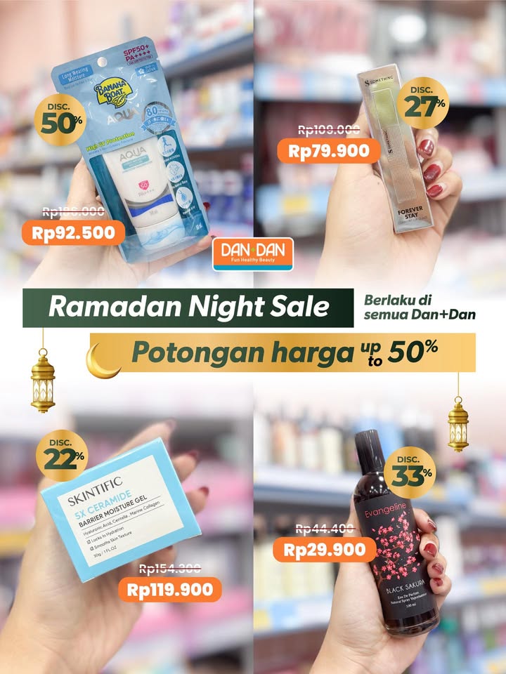 Mulai jam 6 sore sampai toko tutup Ramadan Night Sale di seluruh gerai Dan Dan dengan potongan harga sampai 50 Jangan lup...