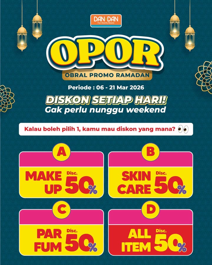 THR udah keliatan hilalnya, Dan Dan juga udah mau siap siap kasih kamu diskon gede gedean nihhhh Yuk coba k...