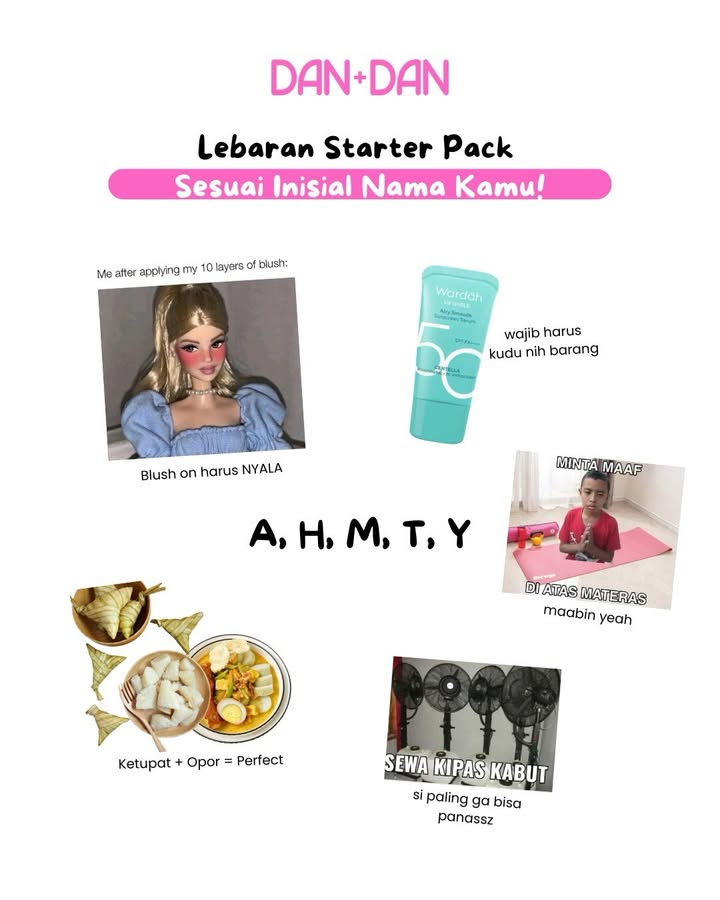 Lebaran starter pack sesuai inisial kamu Dapet apa dandanlovers AyokeDanDan