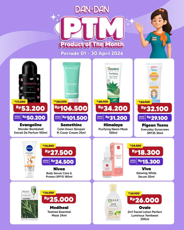Product of the month PTM promo sampai 45 untuk produk produk pilihan, berlaku di seluruh gerai Dan Dan Swipe untuk cek p...