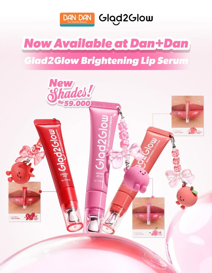 Akhirnya yang ditunggu tunggu hadir juga Glad2Glow Brightening Lip Serum sekarang udah bisa kamu beli di Dan Dan...