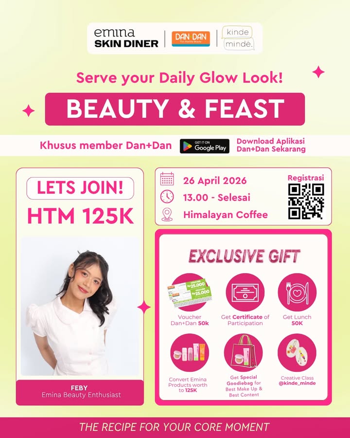 Serve your Daily Glow Look bareng Emina x DAN DAN Official Account, sambil nikmatin momen seru bareng bestie Yuk join BEAUT...