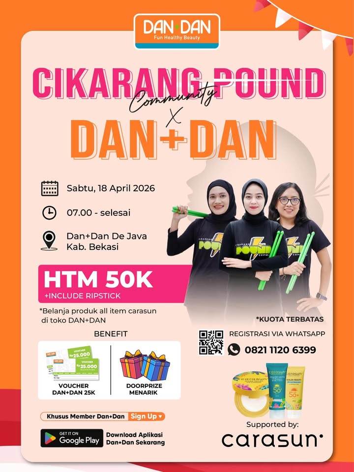 Yang pengen olahraga tapi maunya rame rame POUNDFIT bareng Dan Dan x Carasun Sunscreen Official jawabannya ...