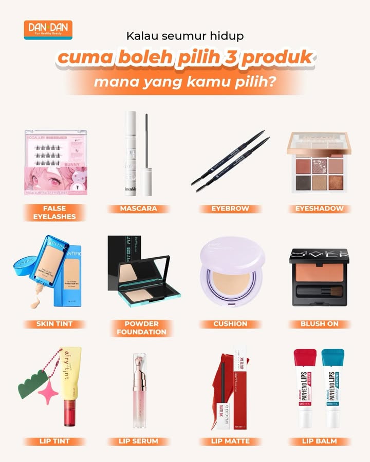 Kamu pilih apa aja Kalo mimin lip matte lagi promo 50 di Dan Dan , lip balm sama alis AyokeDanDan DanDanIndones...