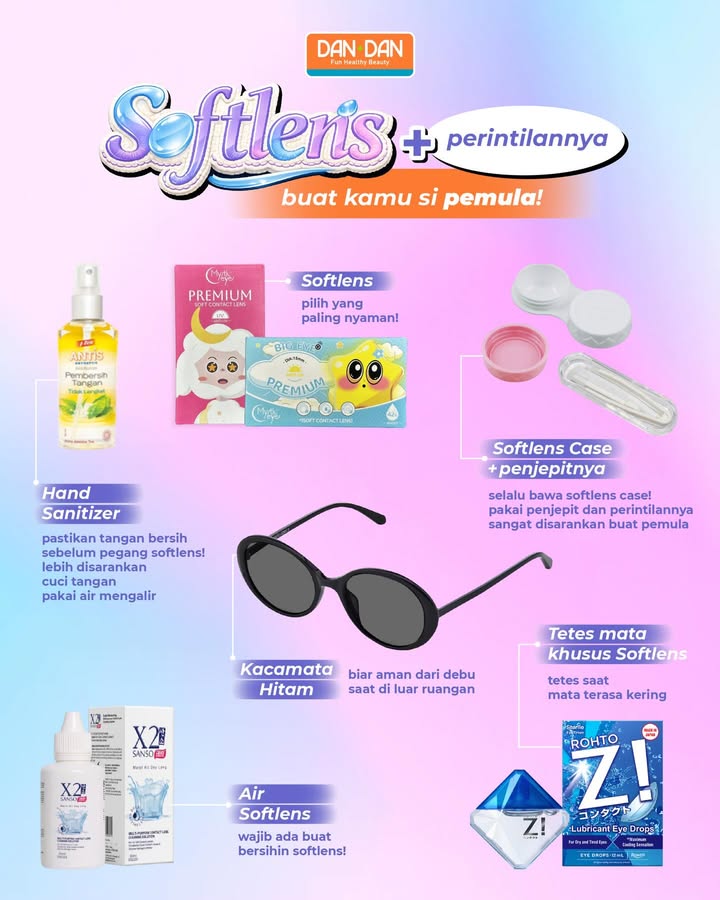 Mau pakai softlens tapi masih pemula Ini dia yang wajib kamu punya Semuanya ada di DAN DAN kecuali kacamata hi...
