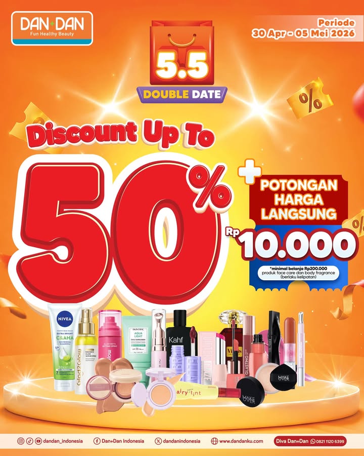 5.5 DOUBLE DATE is HERE Diskon up to 50 potongan harga langsung Rp10