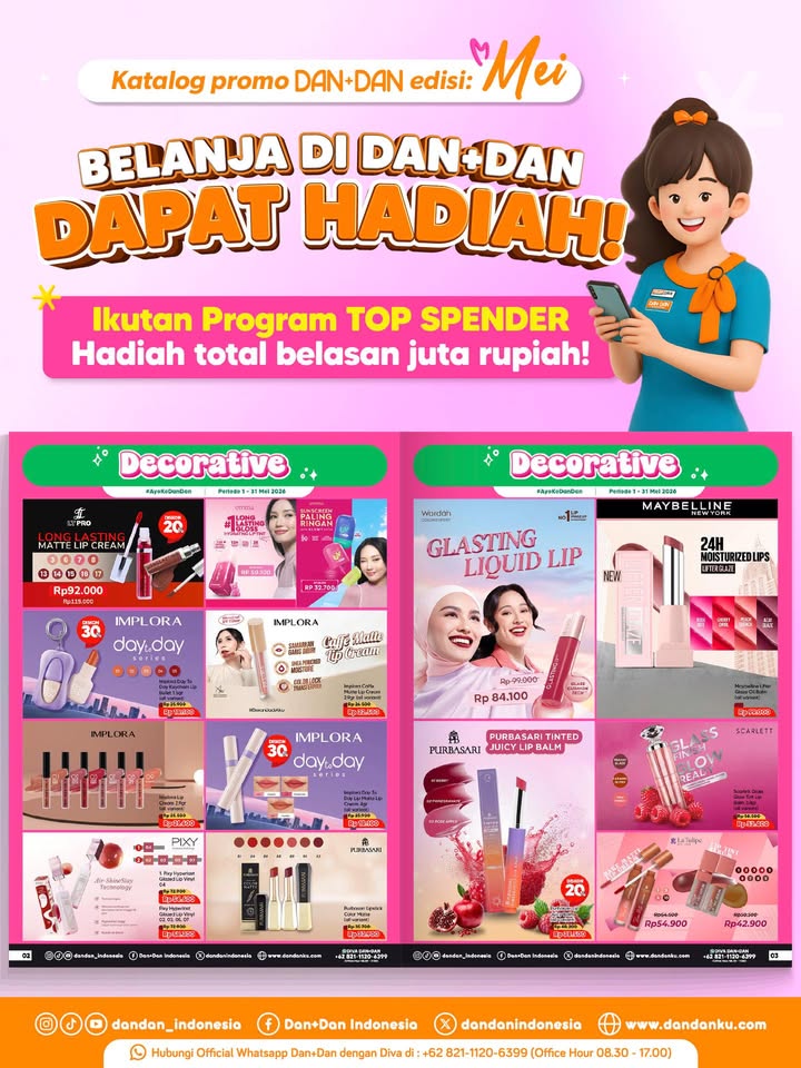 Katalog Dan Dan edisi Mei udah siap nih buat kamu ceki ceki Banyak new item, harga spesial, plus ada program TOP SPEND...