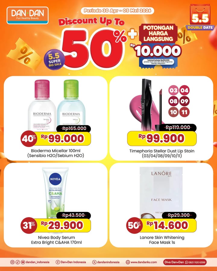 5.5 DOUBLE DATE PROMO Diskon up to 50 potongan harga langsung Rp10