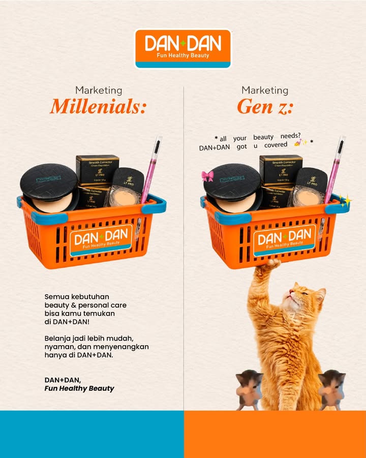 Millennials vs Gen Z, but the destination Always DAN DAN. Fun Healthy Beauty for everyone AyokeDanDan