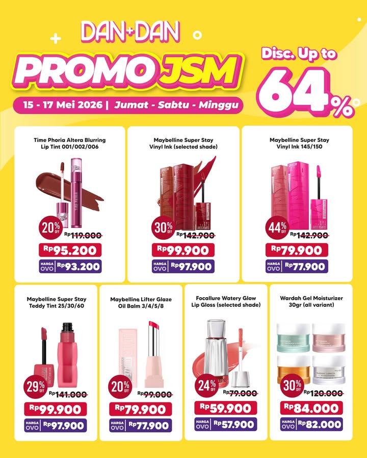 Promo JSM Dan Dan Diskon hingga 64 untuk produk beauty skincare favorit kamu 15 17 Mei 2026 Jumat S...