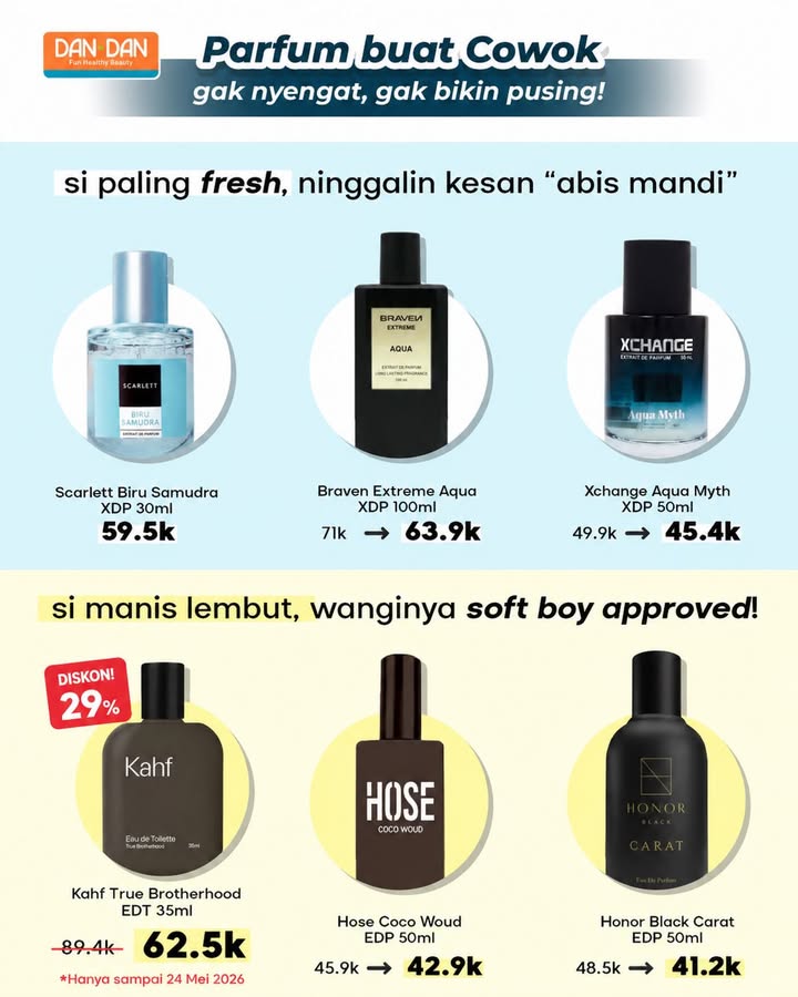 Parfum cowok mulai dari 40ribuan di Dan Dan