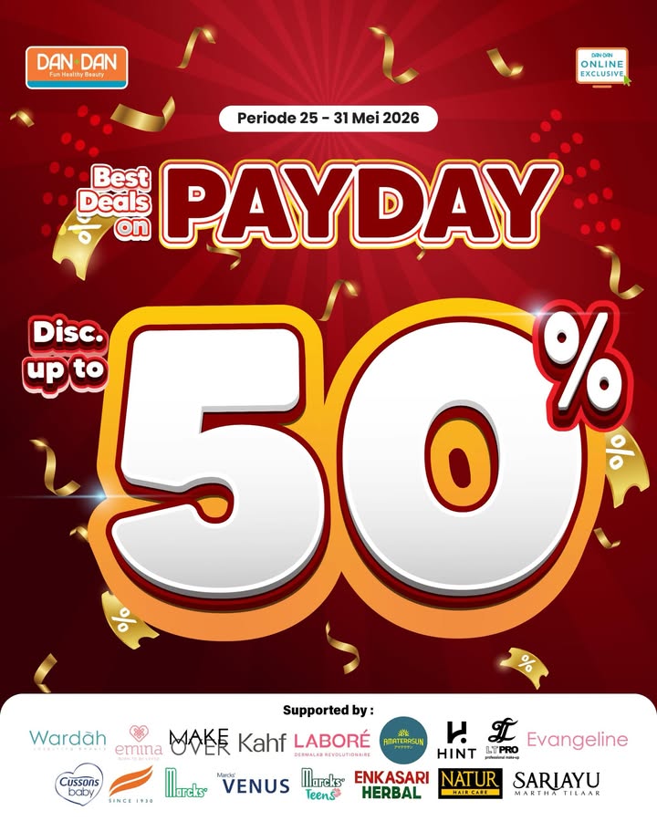  ONLINE EXCLUSIVE Gajian baru masuk, cus belanja buat invest ke diri sendiri Diskon sampai 50 untuk brand brand fa...
