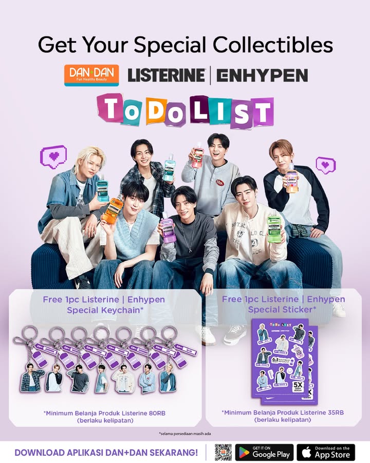 Koleksi item spesial dari LISTERINE x ENHYPEN sudah tersedia di Dan Dan Yuk lengkapi rutinitas mulut bersih kamu sambil ...