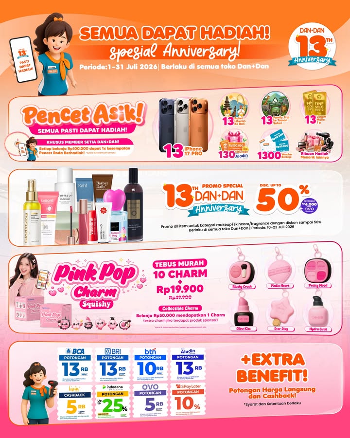 Dan Dan Anniversary ke 13 tahun, kamu yang dapet hadiahnya Pokoknya belanja di Dan Dan bulan ini, PASTI DAPAT HADIAH ...