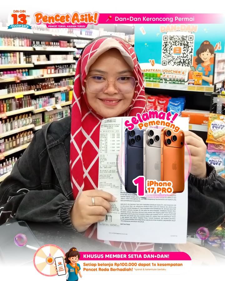 Makin banyak lagi pelanggan setia Dan Dan yang bawa pulang hadiah hadiah utama di program belanja PENCET ASIK spesial Annive...