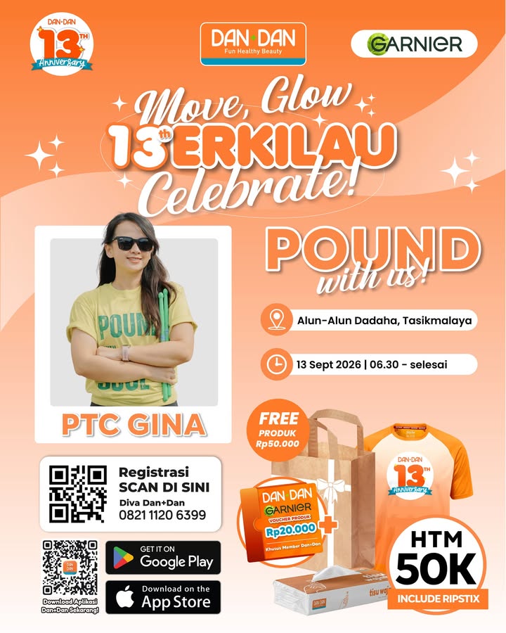 Warga Tasikmalaya, yuk bareng bareng rayain 13 tahun Anniversary Dan Dan dalam acara Pound penuh energi Minggu, ...