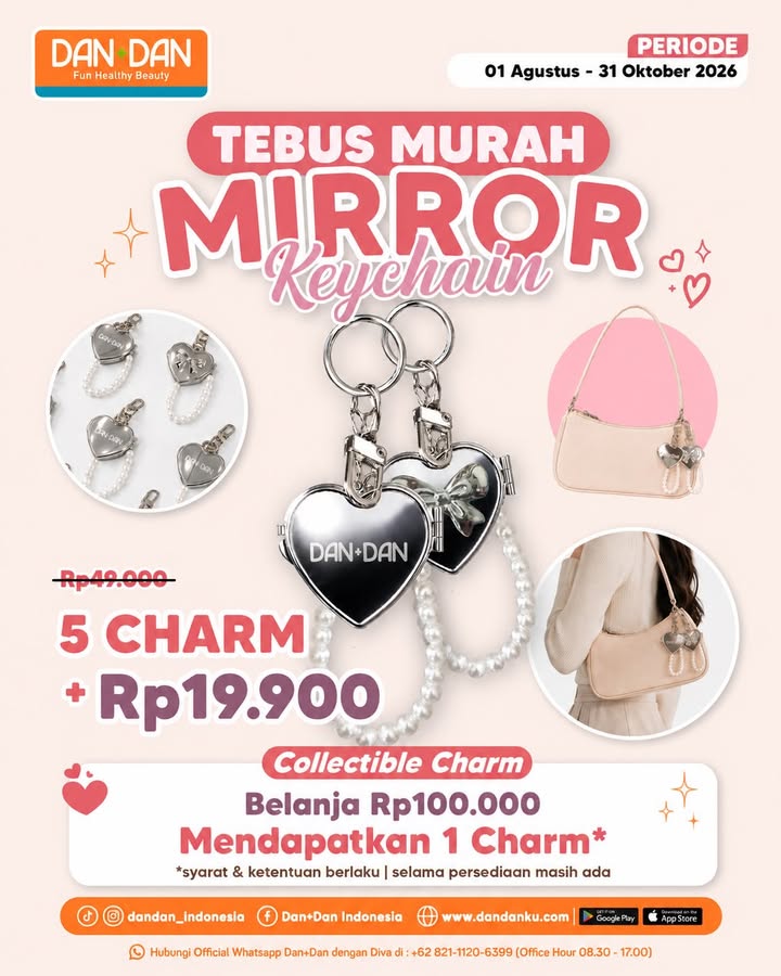 TEBUS MURAH MIRROR KEYCHAIN Bikin tas kamu makin cute stylish dengan Charm dari Dan Dan Belanja Rp100